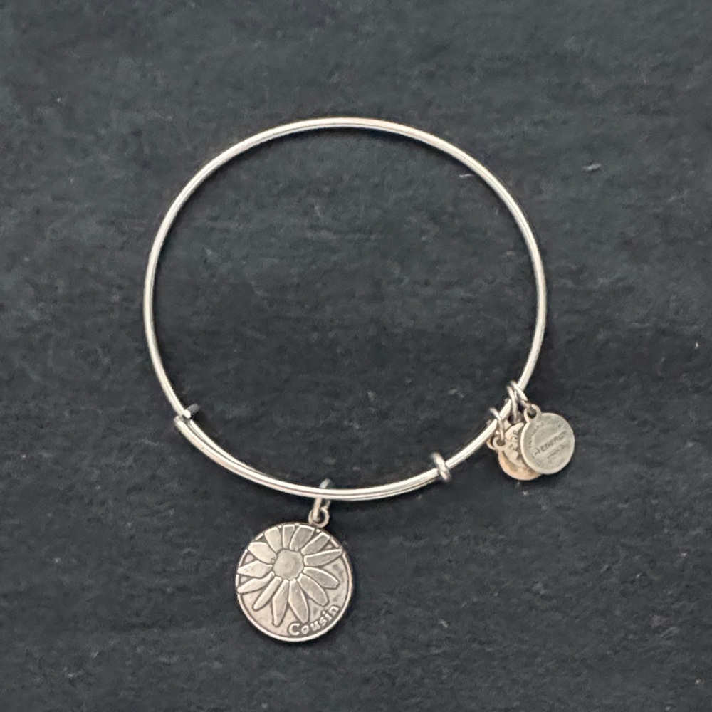 Alex and Ani Silver Flower “Cousin” Charm Bracelet